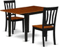 East West Furniture NDAN3-BCH-W 3 Piece Modern Dining Table Set Contains a Rectangle Wooden Table with Dropleaf and 2 Kitchen Dining Chairs, 30x48 Inch, Black & Cherry