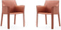 Manhattan Comfort Vogue Modern Faux Leather Dining Chairs, Metal Frame, Comfortable Padded Seat, Fully Assembled Armchair Accent Furniture, Set of 2, Clay