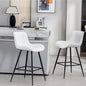 24’’ Bar Stools Set of 2 Modern Barstools White Bar Stools with Fabric Upholstery Counter Height Bar Stools with Low Back Stools for Kitchen Counter, Bar, Pub, Cafe (White).