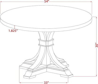 I57-11-TP Mid-century Table with Acacia Wood Round Tabletop and Stylish Pedestal Base - Sand Blasted Black Finish