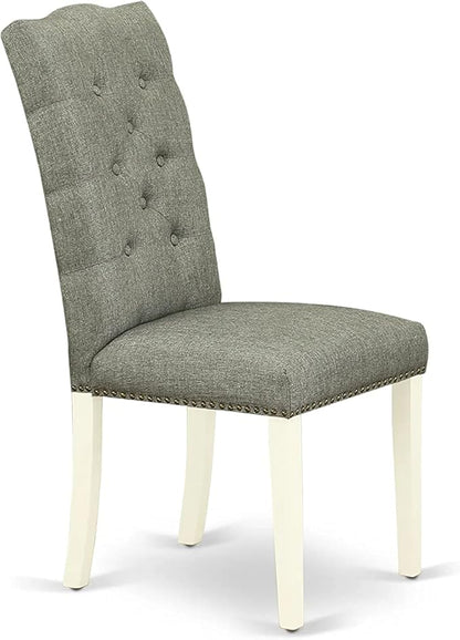 East West Furniture X027EL207-6 6 Piece Dining Set Contains a Rectangle Dining Room Table with X-Legs and 4 Gray Linen Fabric Parson Chairs with a Bench, 40x72 Inch, Multi-Color