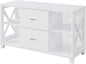 Convenience Concepts Oxford Deluxe 2 Drawer TV Stand with Shelves for TVs up to 55 Inches, White