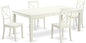 East West Furniture LGBO5-LWH-W 5 Piece Modern Dining Table Set Includes a Rectangle Wooden Table with Butterfly Leaf and 4 Kitchen Dining Chairs, 42x84 Inch, Linen White