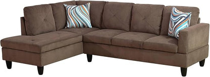 NicBex Sectional Couch 3 Pieces Sofa Set with Right Chaise Corduroy L Shaped Cloud Couch for Living Room Furniture Sets with Storage Ottoman, Modular Sofa for Living Room & Apartment, Brown
