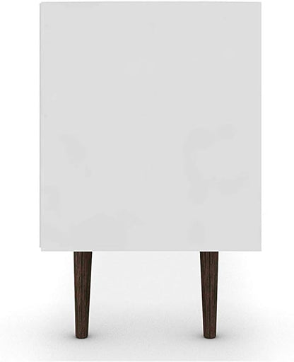 Manhattan Comfort Liberty Mid Century Modern TV Stand for Televisions up to 65 Inches, Bedroom and Living Room Entertainment Center with Storage, Shelves, and Cabinet, 71" Wide, White/Yellow