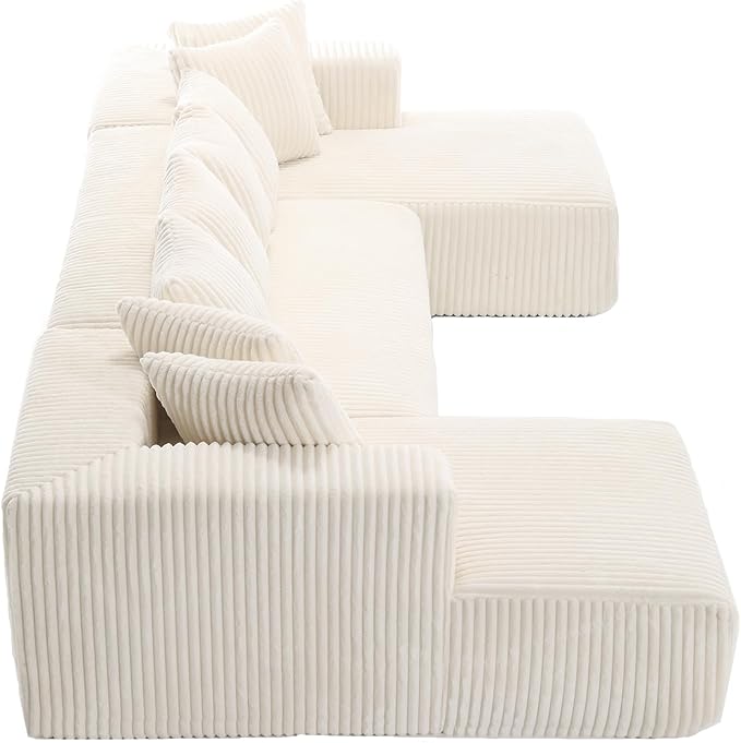 Free Combination Cloud Boneless Modular Sectional Sofa with Chaise Lounge,Modern Minimalist Upholstered Couches, Oversized U Shaped Lounge Sofa Couch w/ 8 Pillows