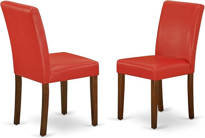East West Furniture CAAB5-MAH-72 5 Piece Dining Set Includes a Rectangle Dining Room Table and 4 Firebrick Red Faux Leather Upholstered Chairs, 36x60 Inch, Mahogany