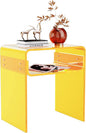 Clear Acrylic End Table 2-Tier Bedside nightstand for Living Room Bedroom Home Decor (Yellow)