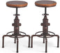 Topower Antique Vintage Industrial Barstool Solid Wood Water Pipe Fire Hydrant Design Cafe Coffee Industrial Bar Stool Set of 2 Red Bronze
