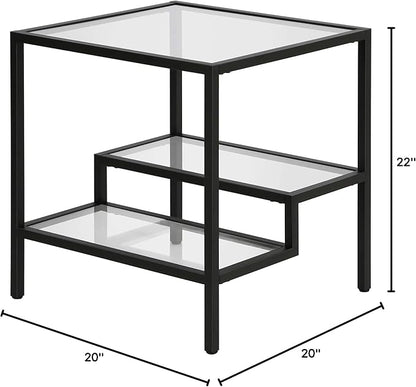 Henn&Hart 20" Wide Square Side Table in Blackened Bronze, Table for Living Room, Bedroom