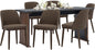 COLAMY 60 Inch Rectangular Kitchen Dining Table for 6, Modern Farmhouse Dining Table Set for 6, Wood Dining Table and Upholstered Dining Chairs for Kitchen, Dining Room, Restaurant, Brown/Dark Brown