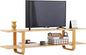 Welnow Bamboo TV Stand for Up to 65 Inch, Mid Century Modern Entertainment Center with 2-Tier Open Shelves, Storage Media Console Table for Living Room, Bedroom, Natural