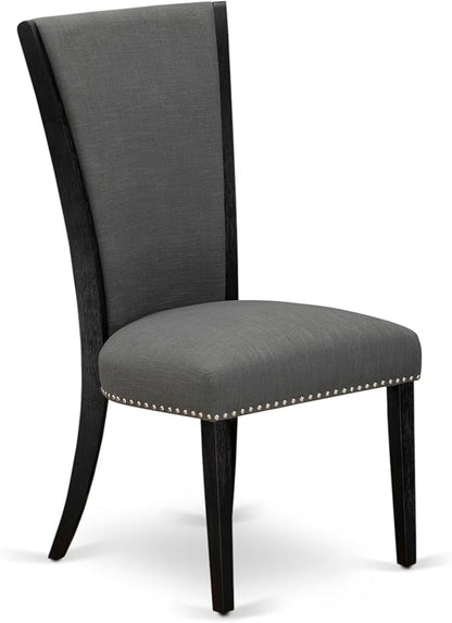 East West Furniture V626VE650-6 6 Piece Kitchen Table Set Contains a Rectangle Dining Table with V-Legs and 4 Dark Gotham Linen Fabric Parson Chairs with a Bench, 36x60 Inch, Multi-Color