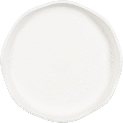 Kate and Laurel Alessia Modern Decorative Metal Drink Table, 8 x 8 x 22, White, Transitional Round Cast Aluminum Pedestal Plant Stand with Rough Texture and Wavy Scalloped Edge