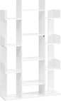 VASAGLE Bookshelf, Tree-Shaped Bookcase with 13 Storage Shelves, Rounded Corners, 9.8”D x 33.9”W x 55.1”H, White ULBC067W01
