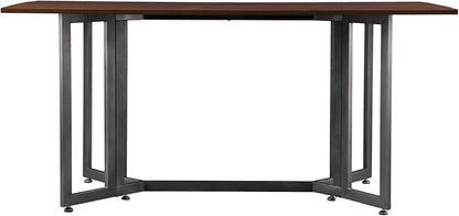SEI Furniture Driness Drop Leaf Convertible Console to Dining Table, Dark Tobacco, Gunmetal Gray