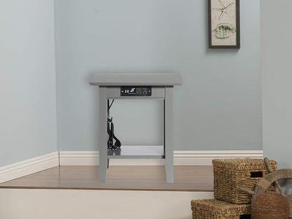 AFI Nantucket End Table with Built-in Charger in Grey