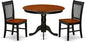 East West Furniture HLNO3-BCH-W 3 Piece Kitchen Table & Chairs Set Contains a Round Dining Room Table with Pedestal and 2 Dining Chairs, 42x42 Inch, Black & Cherry