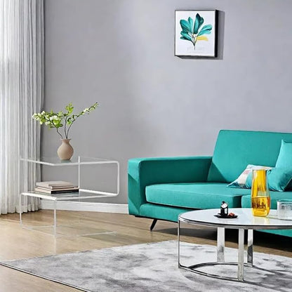 Acrylic Side Table,17.7" H S-Shaped end Table for Living Room,Clear Nightstand,Bedside Table for Bedroom,Used for The Bathroom Storage Table (Clear)