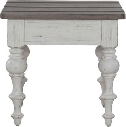 Liberty Furniture River Place Living Room End Table - Riverstone White & Tobacco