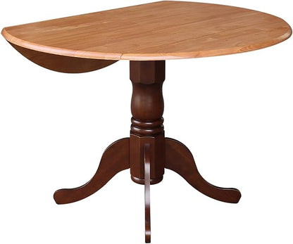 International Concepts Round Dual Drop Leaf Ped Table, Cinnamon/Espresso, 42-Inch
