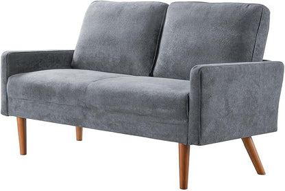 Kent Velvet Loveseat Sofa, European Style with Sleek Design, Modern & Vintage Flair, Upholstered 2 Seater Couch, Chic Living Room Furniture Seating for Home, Apartment or Office, Grey