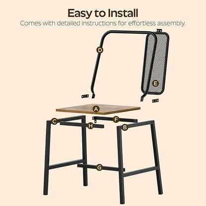 Dining Chairs Set of 4, Wooden Kitchen Chairs, Farmhouse Dining Chairs with Back Support, for Living Room, Kitchen, Rustic Brown and Black CY01L4BRN1