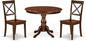 East West Furniture HBBO3-MAH-W 3 Piece Dining Room Table Set Contains a Round Kitchen Table with Pedestal and 2 Dining Chairs, 42x42 Inch, Mahogany
