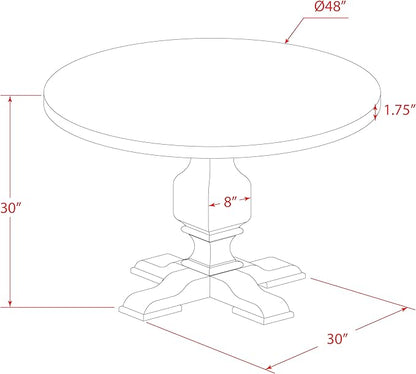 East West Furniture I3MZ5-748 5 Piece Dining Room Table Set Includes a Round Kitchen Table with Pedestal and 4 Coffee Linen Fabric Parson Dining Chairs, 48x48 Inch, Distressed Jacobean