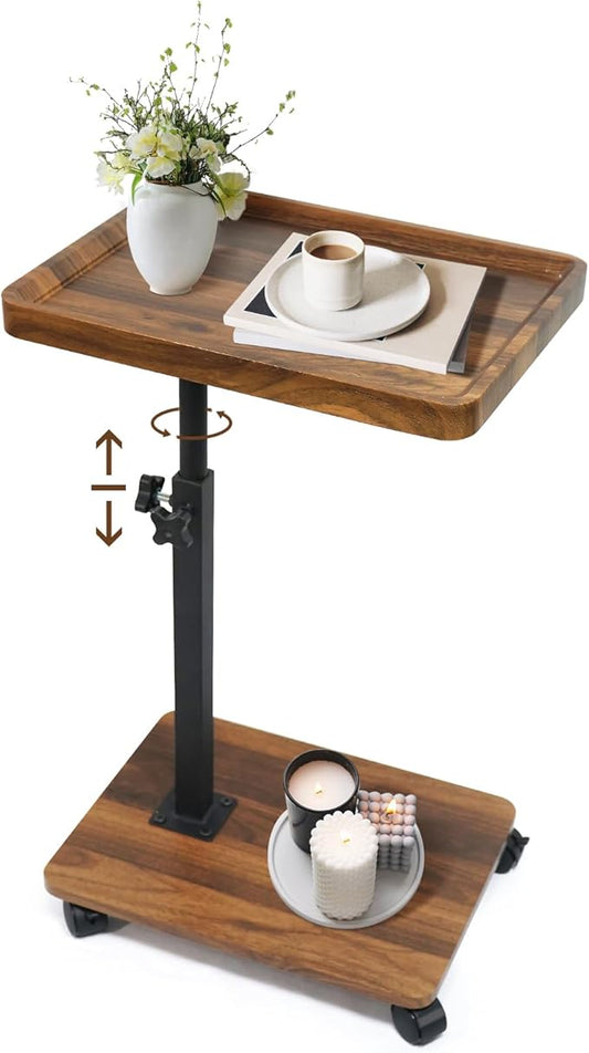 C Table Side Table End Table Adjustable Height，C Shaped End for Couch，Snack Tables,360°Swivel TV Tray Sofa Table， for Small Spaces，Side Tables Living Room and Bedroom for Sofa, Bed,Chair