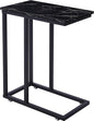 VECELO C Shaped End Side Table for Sofa Couch and Bed Snack TV Tray for Living Room Bedroom, 1 Set, Black Marble