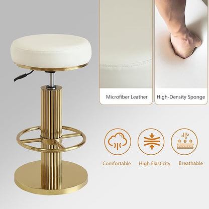 FUNROLUX Bar Stools Counter Height Bar Stools Modern Adjustable Swivel Counter Height Chairs Backless Counter Stools with Metal Legs for Kitchen Island Dining Room (White)