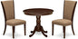 East West Furniture ANVE3-MAH-47 3 Piece Dining Table Set for Small Spaces Contains a Round Kitchen Table with Pedestal and 2 Light Sable Linen Fabric Parson Chairs, 36x36 Inch, Linen White