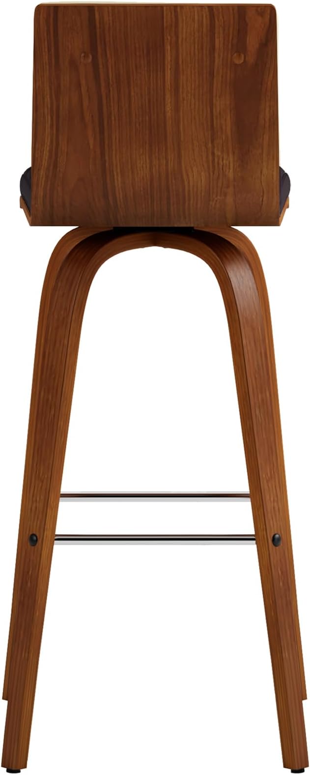 Armen Living Vienna 30" Bar Height Swivel Brown Faux Leather and Walnut Wood Bar Stool