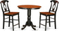 East West Furniture JAKE3-BLK-W 3 Piece Counter Height Dining Table Set Contains a Round Kitchen Table with Pedestal and 2 Dining Room Chairs, 36x36 Inch, Black & Cherry