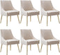 Modern Velvet Dining Chairs Set of 6, Contemporary Upholstered Furniture Collection with Polished Gold Metal Legs, Elegant Accent Chairs for Kitchen Living Room(White)