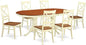 East West Furniture PLQU7-WHI-W 7 Piece Kitchen Table & Chairs Set Consist of an Oval Dining Room Table with Butterfly Leaf and 6 Solid Wood Seat Chairs, 42x78 Inch, Buttermilk & Cherry
