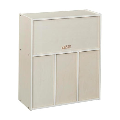 ECR4Kids Streamline 15 Cubby Tray Storage Cabinet, 5x3, Classroom Furniture, White Wash