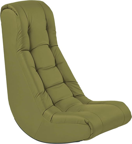 FDP Tufted Floor Rocker for Kids, Teens and Adults; Comfortable, Ergonomic Chair for Reading, Playing Video Games, or Watching TV - Fern Gray, 10488-FG