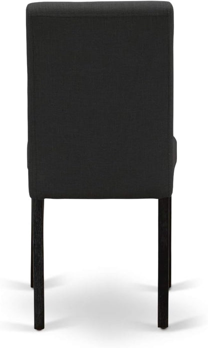 East West Furniture X677AB624-7 7 Piece Dining Set Consist of a Rectangle Dining Room Table with X-Legs and 6 Black Color Linen Fabric Upholstered Chairs, 40x72 Inch, Multi-Color