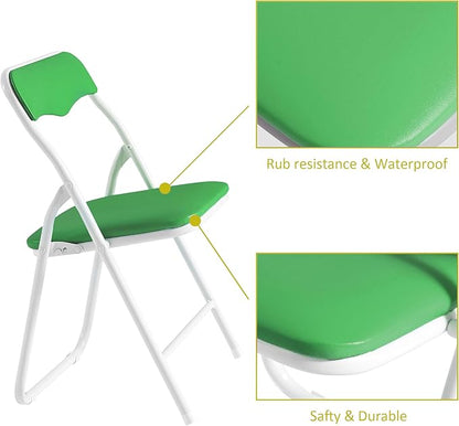 VECELO Kids Folding Activity Table and Chairs 5 Pcs Set, Portable, with Ultra Soft Padded Cushion, Green