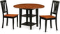 East West Furniture SUAV3-BCH-W 3 Piece Dining Room Table Set Contains a Round Kitchen Table with Dropleaf & Shelves and 2 Dining Chairs, 42x42 Inch, Black & Cherry