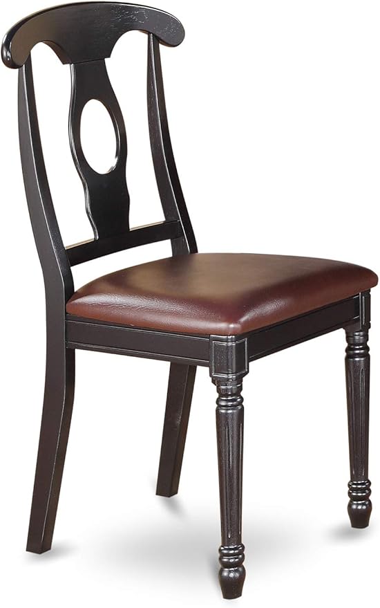 East West Furniture LGKE9-BCH-LC 9 Piece Dining Set Includes a Rectangle Dining Room Table with Butterfly Leaf and 8 Faux Leather Upholstered Kitchen Chairs, 42x84 Inch, Black & Cherry