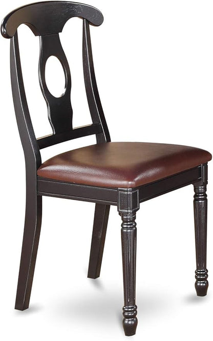 East West Furniture LGKE9-BCH-LC 9 Piece Dining Set Includes a Rectangle Dining Room Table with Butterfly Leaf and 8 Faux Leather Upholstered Kitchen Chairs, 42x84 Inch, Black & Cherry