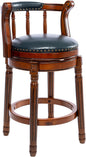 Cow top Leather Wooden Bar Stools, 360 Degree Swivel Bar Height Chair with Backs for Home Kitchen Counter, Morden Chair Barstools (Dark Blue 1pc, Counter Height-Seat Height 26”)
