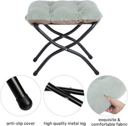 HollyHOME Fabric Lazy Chair with Foldable Ottoman, Accent Comfy Lounge Arm Chair and Folding Footrest Stool Set, Leisure Sofa Reading Chair and Footstool for Living Room, Bedroom, Dorm, Pea Green