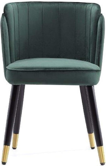 Manhattan Comfort Zephyr Modern Velvet Dining Chair, Solid Wood Frame with Gold-Tipped Splayed Legs, High Density Foam Padding, Vintage Design, Tulip Inspired Accent Furniture, Hunter Green