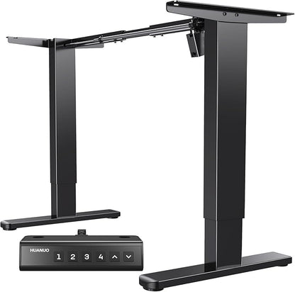 HUANUO Standing Desk Frame with 220lbs Powerful Brushless Motor, Thick T-Shaped Adjustable Desk Legs Made of Automotive-Grade Steel, for Max 75″ x 35″ Desktop, for Home Office, Black Frame Only