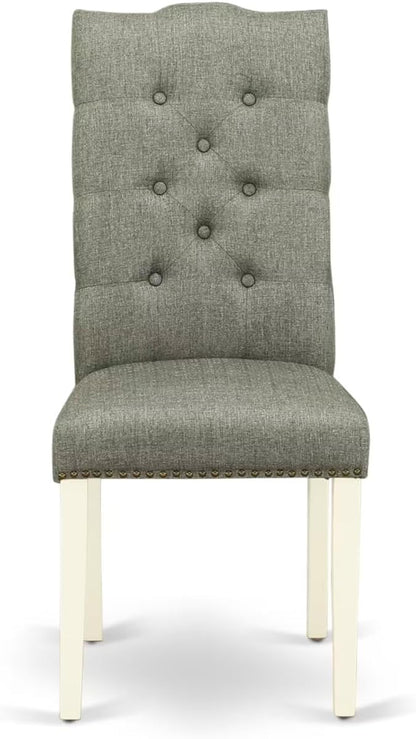 East West Furniture V077EL207-7 7 Piece Kitchen Table Set Consist of a Rectangle Dining Table with V-Legs and 6 Gray Linen Fabric Parson Dining Room Chairs, 40x72 Inch, Multi-Color