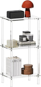 Aquiver Acrylic Tall Side Table - 3 Tier End Table for Small Spaces - Tall Nightstand Clear Bedside Table for Living Room, Bedroom - 15.7" L x 11.8" W x 30.8" H